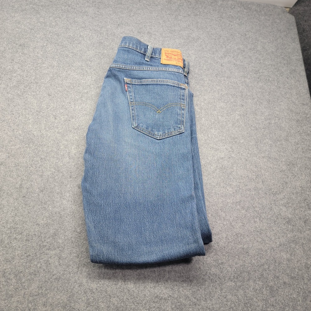Levis Jeans Mens 38x32 Regular Fit Straight Leg Light Wash Blue 505 500 Series - Picture 6 of 11